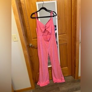 O-Ring Cutout Flare Leg Cami Jumpsuit